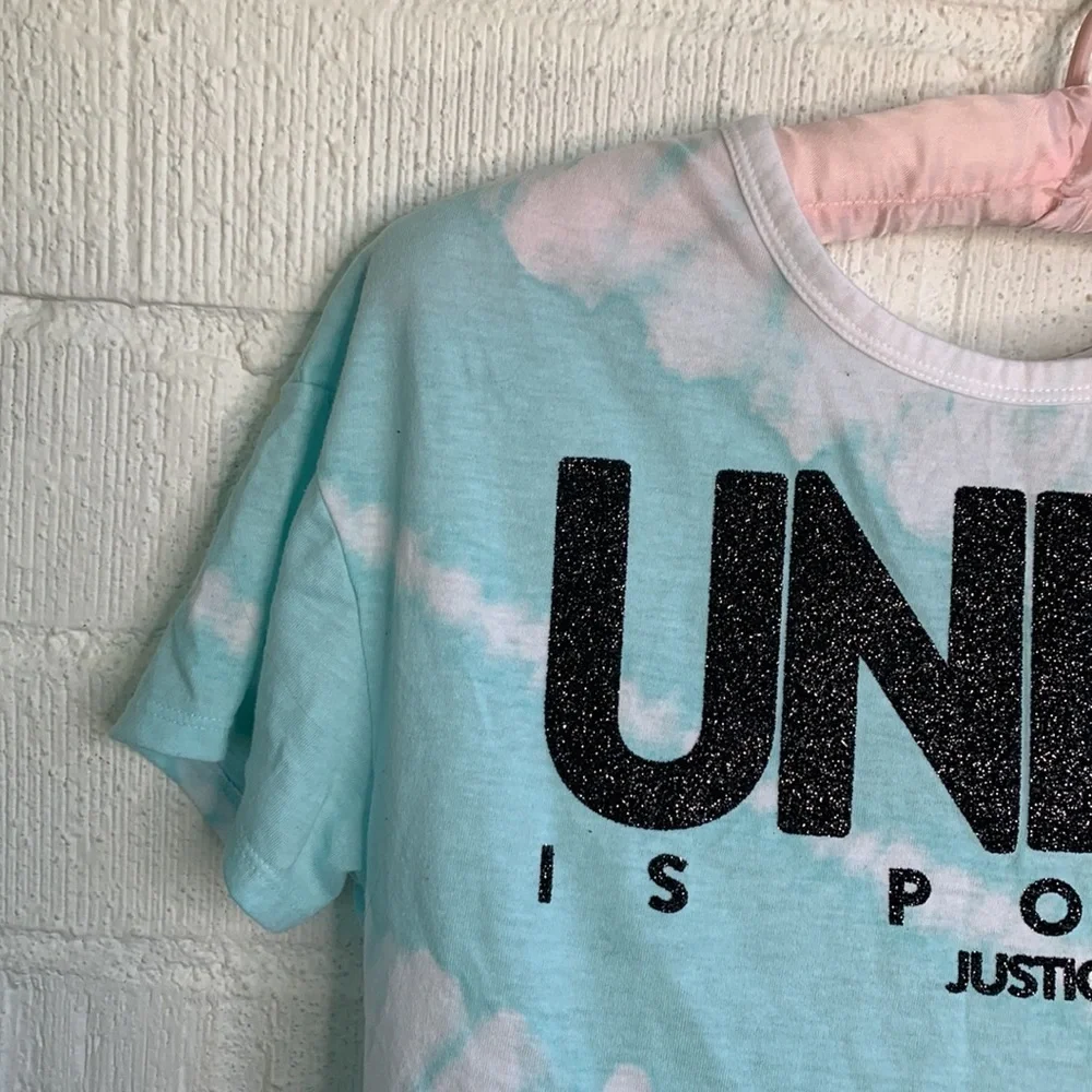 Justice Girls Kids Unity is Power Tie Dye Short Sleeve Shirt sz M/10